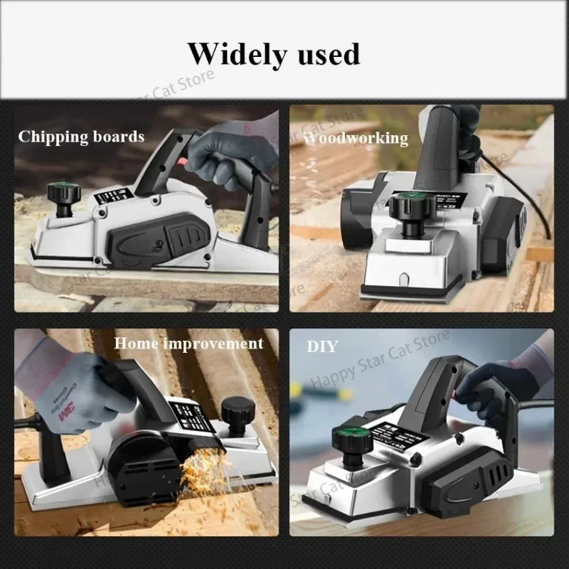 Electric Planer Wood Cutter Electric Saw Carpenter's Plane Portable Planer with 82mm Planing Width 2mm Planing Depth 220V 4