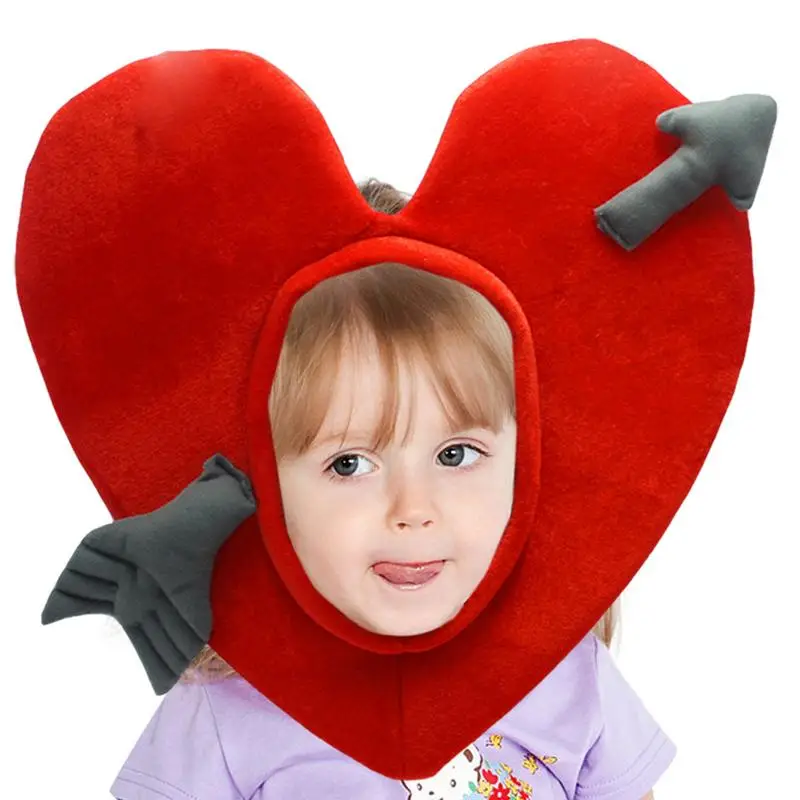 

2024 Cartoon Love Plush Headgear Funny Warm Hat Party Performance Photo Props Heart Headgear Heart Shape Hat Fancy Outfit