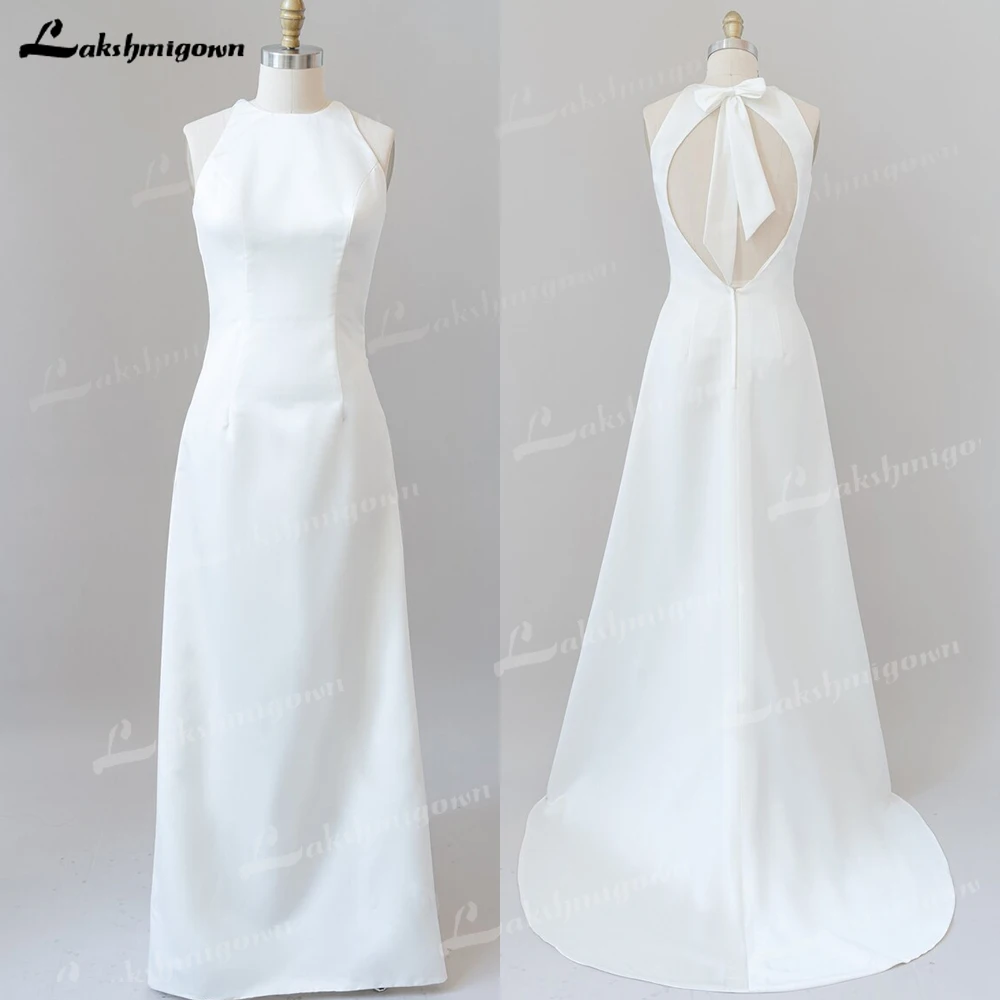 

Simple Wedding Dresses 2023 Sleeveless A-Line Bridal Gown Square Neck Keyhole Back Satin Gown Vestidos Elegantes Para Mujer