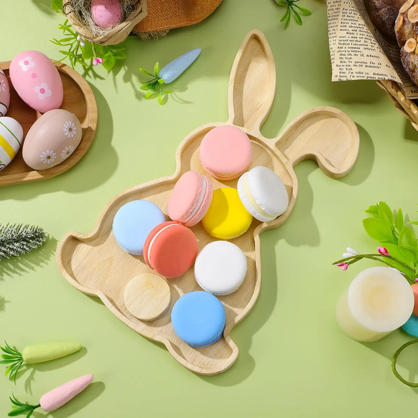 Rabbit Tray Dessert Serving Wood Dish Fruit Appetizer Shape Wooden Desktop Decorative Easter Bunny Plate 5