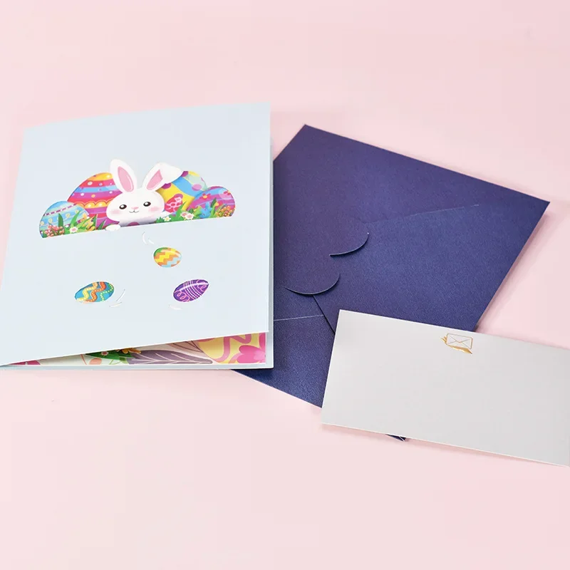 Funny Easter Pop-Up Cards 3D Bunny Egg Basket Greeting Card Birthday for Kids Mom Dad Family