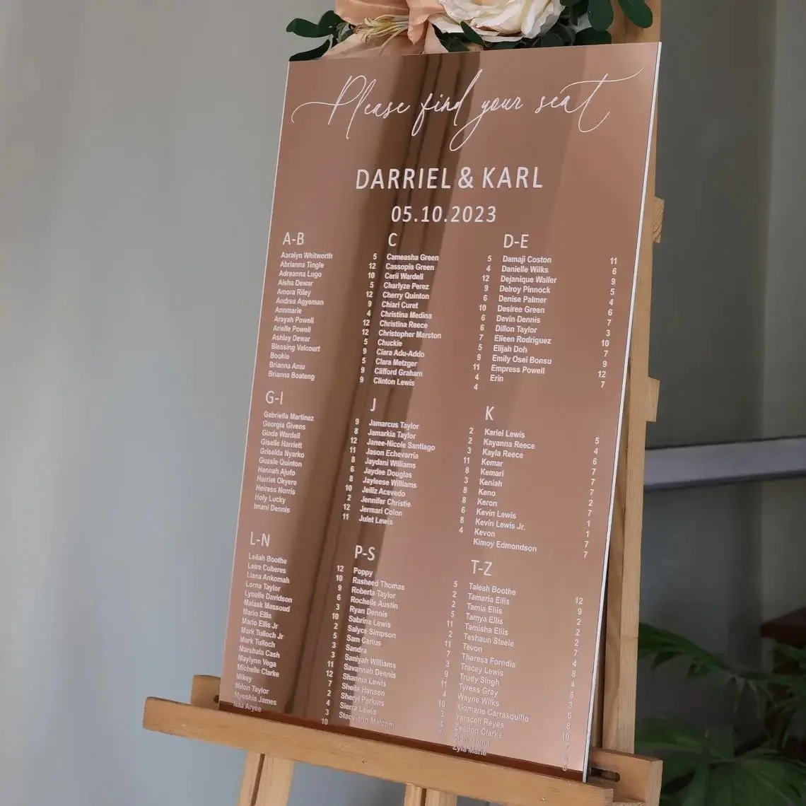 Gold Luxury Mirror Wedding Table Plan Wedding Seating Chart Seating Sign Please Be Seated Guests Plan Find Your Seat