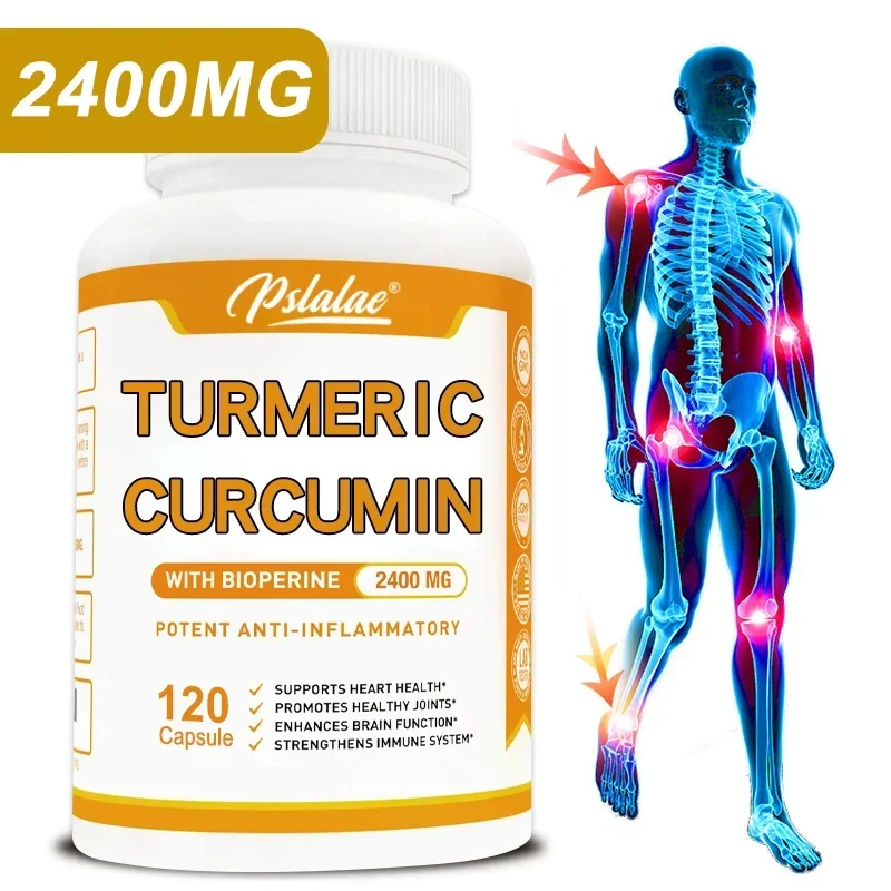 Natural Curcumin Capsules with Piperine and Black Pepper Extract To Support Joint Health and Inflammation, 120 Non-GMO Capsules