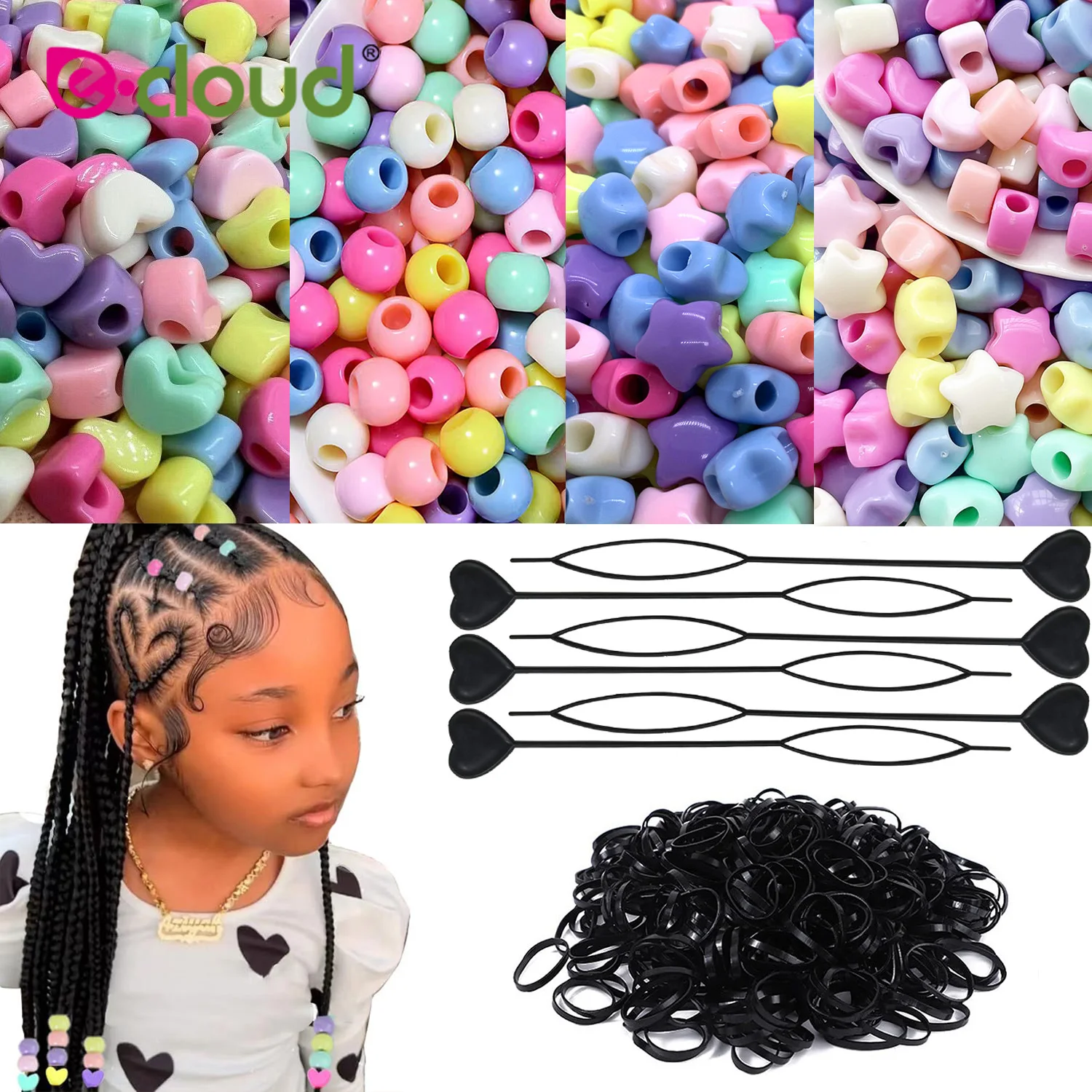 Ptwola 100 Perline Per Capelli Color Caramella - Accessori Con Glitter E Foro Grande Per Dreadlocks, Trecce E Fai Da Te, Multicolore - 5