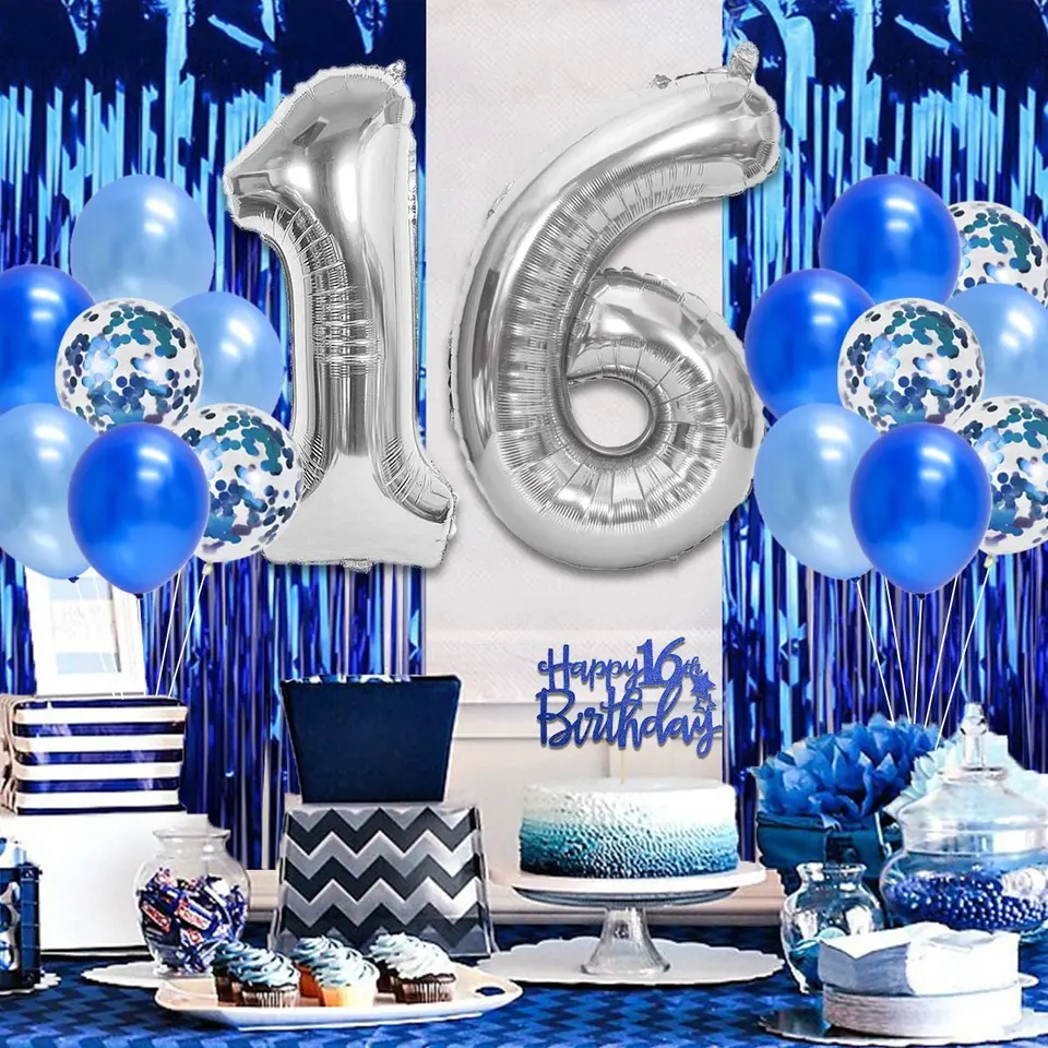 Centrotavolo Comunione Bambino Palloncini Centrotavolo Prima Comunione Bambino - Decorazione Blu, Oro E Bianco Con Scritte Decorazioni Battesimo Bimbo - Foto 9