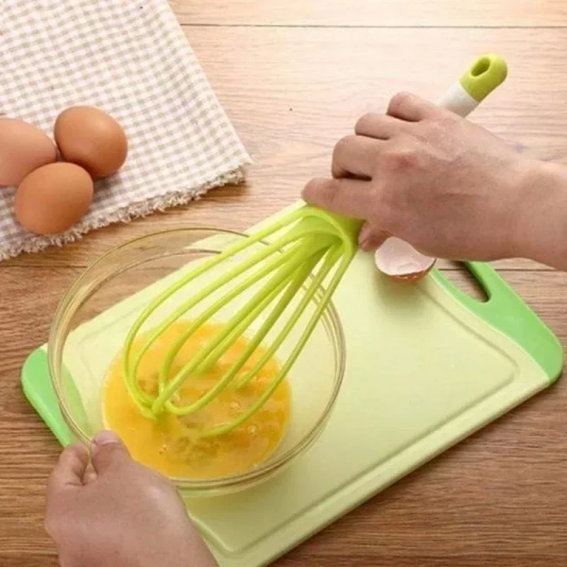 1pcs Multifunctional Rotary Manual Egg Beater Mixer Mini Plastic Kitchen Egg Whisk Bake Tool Agitator Silicone Eco-Friendly