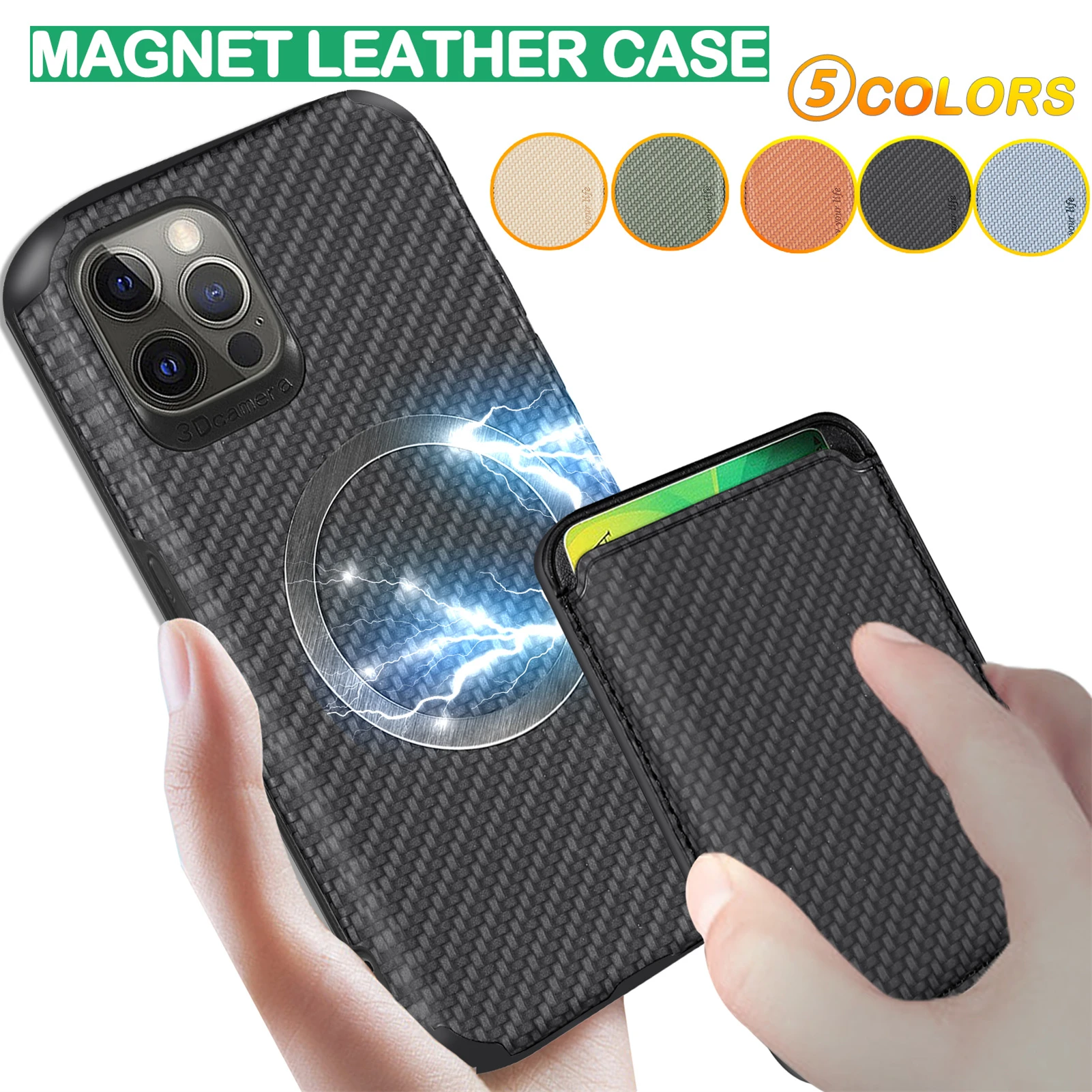 Carbon Fiber Magnetic Wallet Phone Case for IPhone 13 12 Mini 11 Pro XS Max XR X 7 8 6 6s Plus SE 2 3 Card Holder Leather Cover 13 cases