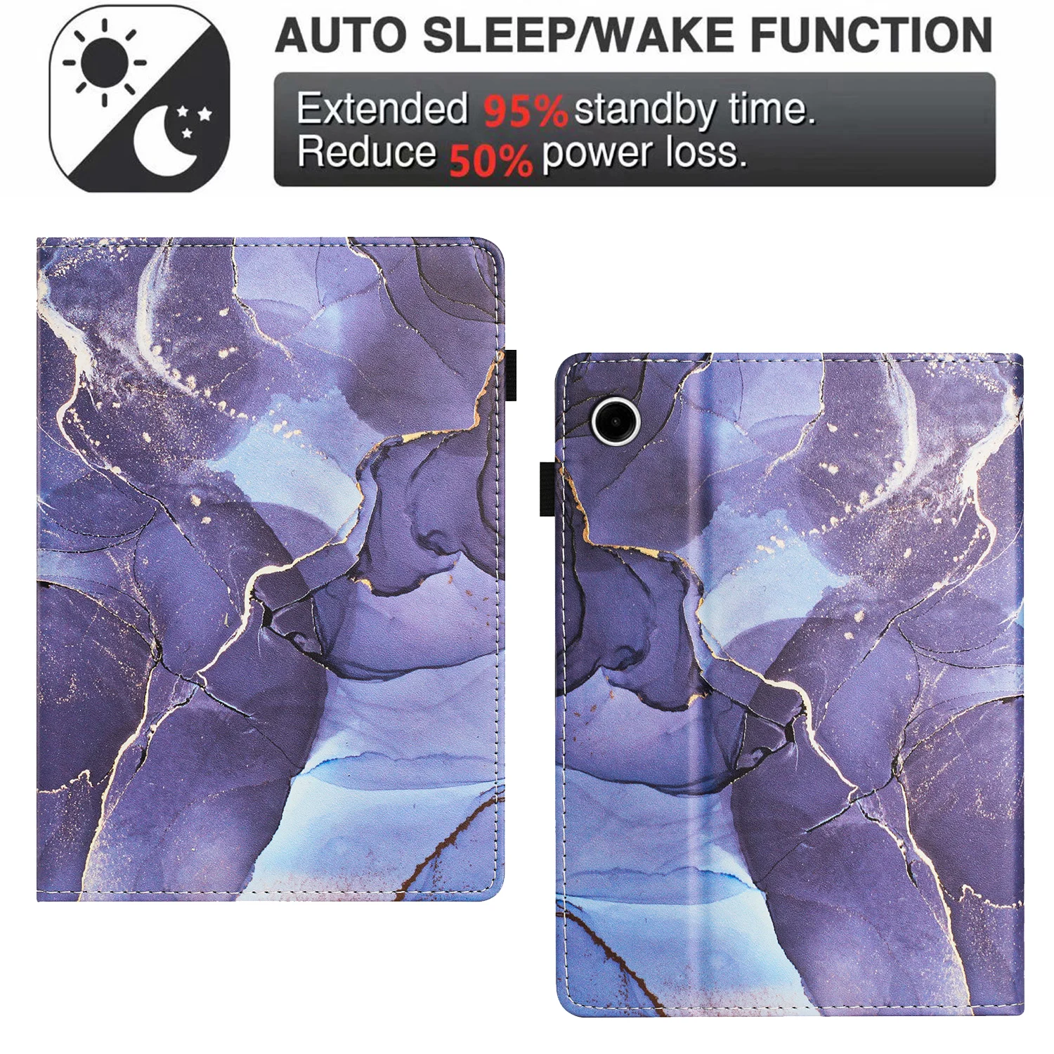 Galactic Marble Pattern PU Leather Tablet Case with Pencil Holder, 11-Inch