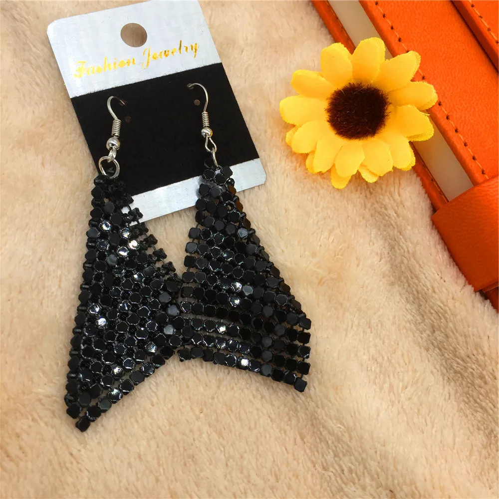 Drop Earrings Dangle Earrings Pendant Earrings Crystal Tassel Earrings Geometric Earrings Fashion Metal Sequins Earring Exaggerated Geometry Tassel Earring Shine Square Mesh Dangling Pendant Earrings Sexy Jewelry