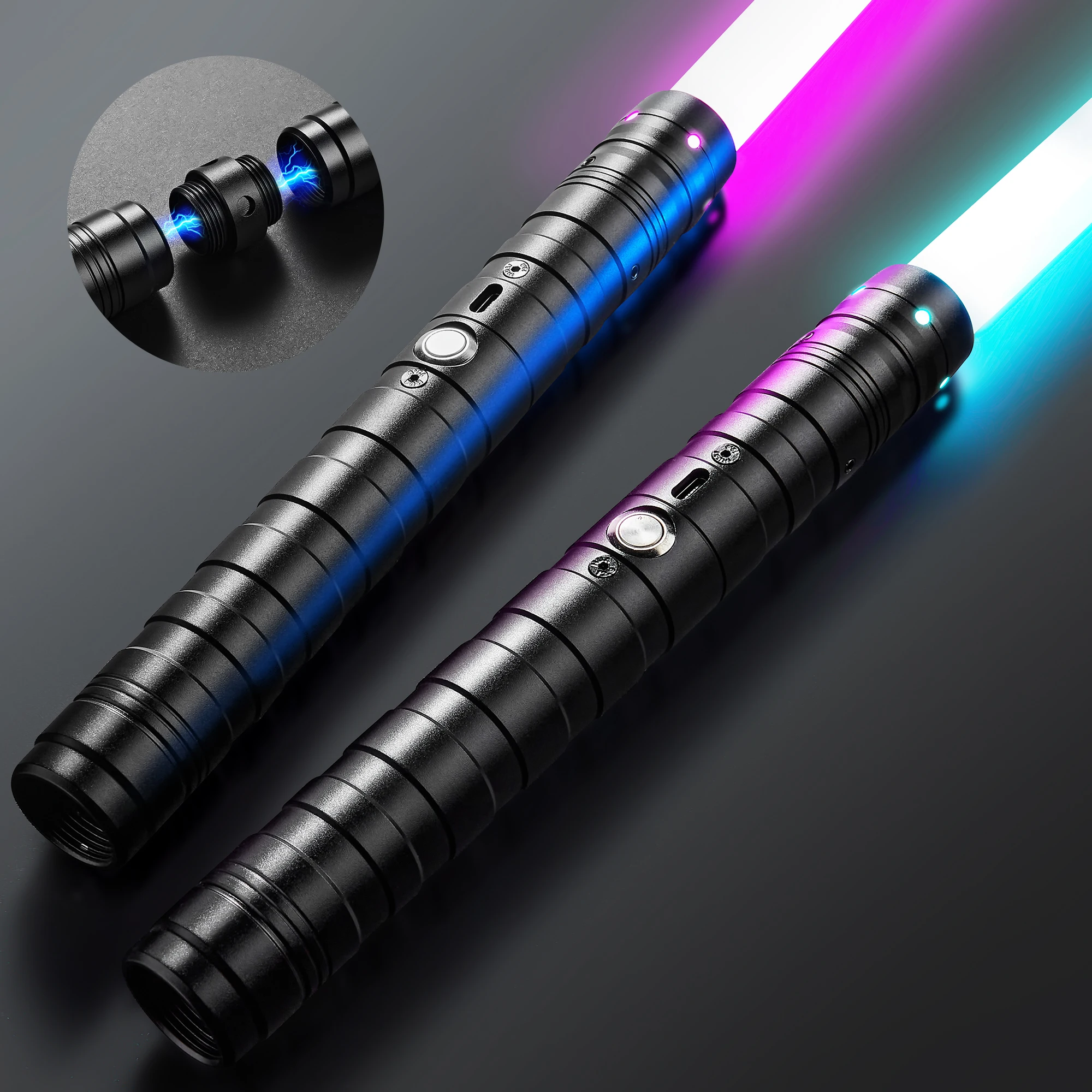 RGB EMetal Lightsaber Dueling Smooth Swing Sword Sabre De Luz 14 Color Changing with Sounds Flashing Toy