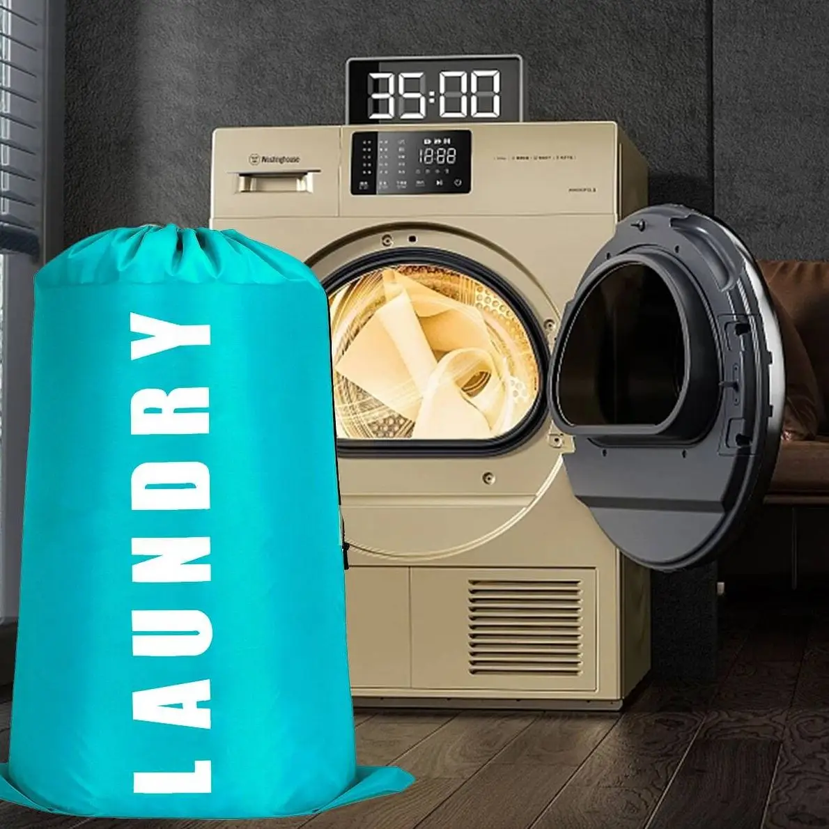 1PC-Smile Shape Nylon Laundry Bag Wash Me Travel Storage Pouch Machine Washable Dirty Clothes Organizer Wash Drawstring Bag