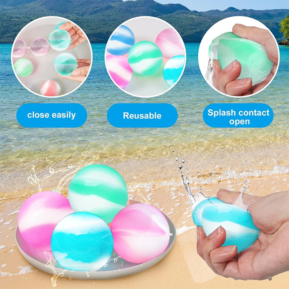 8/12Pcs Silicone Water Balloons Self Sealing Reusable Water Balloons Quick Fill Bomb for Swimming Pool Bathtub Beach