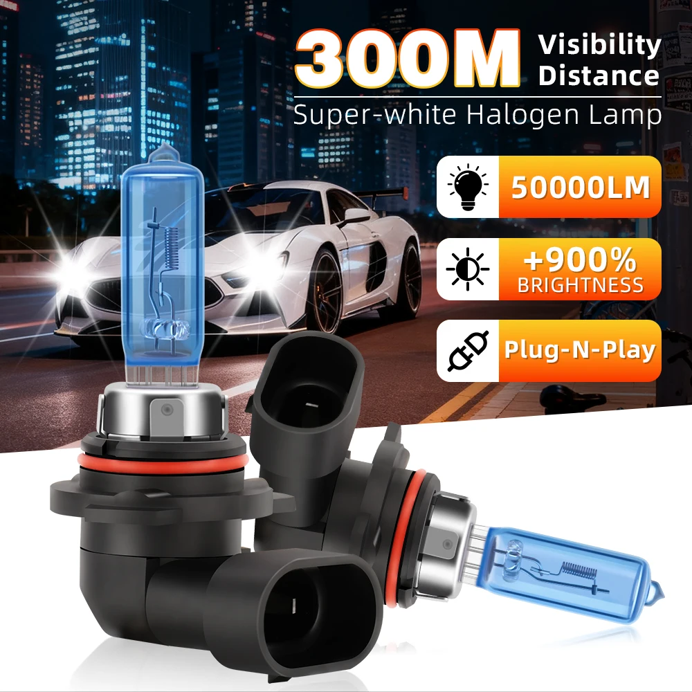 2 шт. Автомобільні галогенні лампи HB3 9005 9006 HB4 Фара Протитуманна лампа Лампа 6000K Білий Auto Turbo Міні фари 100 Вт