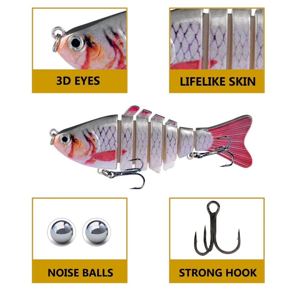 1 Pieces Fishing Lures Multi 6/7 Segments Jointed Hard Bait Wobblers Swimbait Crankbait Swim Bass For Pike Sinking 3