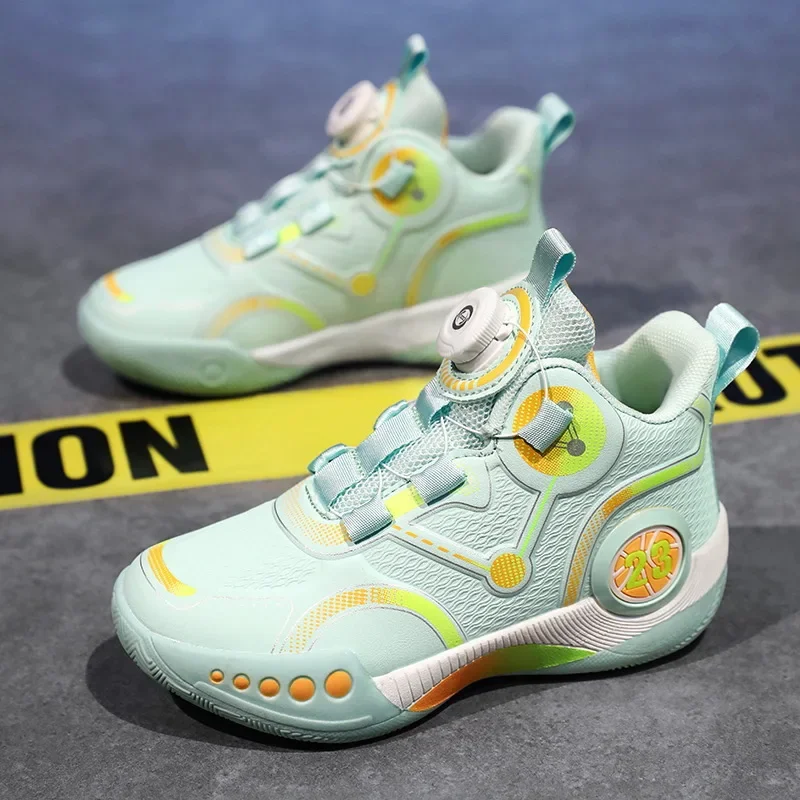 Boys' Basketball Training Shoes Hot Sale Of The Season Spring Autumn Anti-slip Rotating Button Running Shoes for Children And Tw - 3