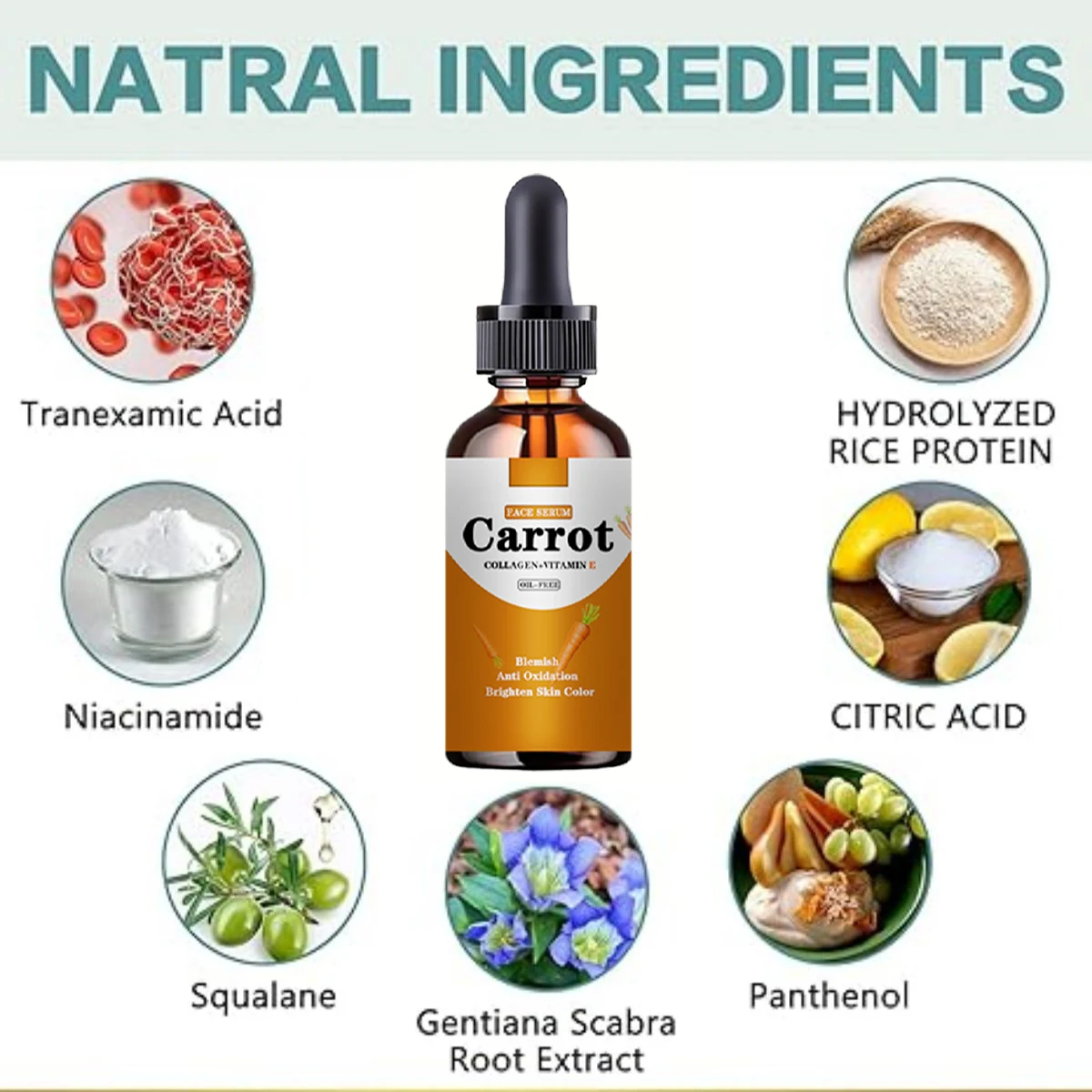 Carrot Vitamin E Collagen Facial essence can fade spots, shrink pores, brighten skin tone and control oil 3