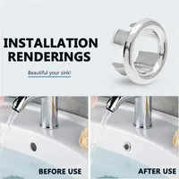 4PCS Plastic Bathroom Kitchen Basin Sink Overflow Cover Ring Insert Replacement Chrome Hole Round Drain Cap Drain Plug Sink 5