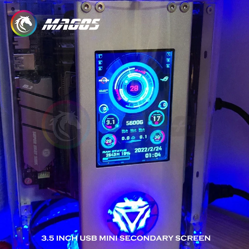 Monitor de Computador para Mini Case 3.5 Polegada Ips Tipo-c Tela Secundária Cpu Gpu Hdd Monitoramento Usb Aida64 - Imagem 5