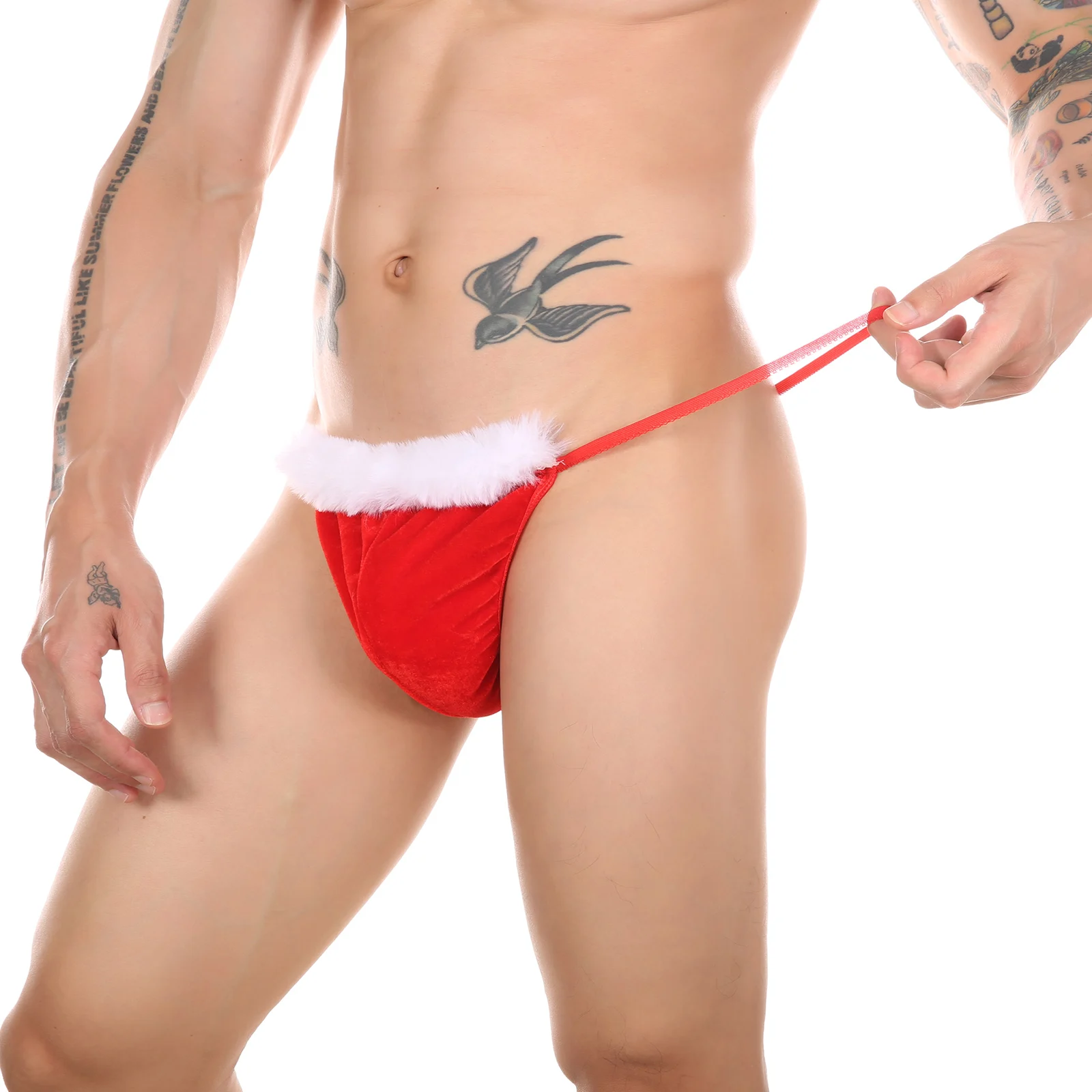 Sexy Men Christmas Lingerie Bikini Thong G-String T Back Underwear Crotchless Panties Novelty Erotic Lingerie Flirting Clothing