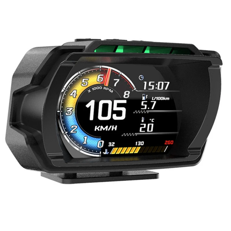 

New OBD+GPS Speedometer Car Head-Up Display HUD Overspeed Alarm Water Temp Tachometer Black