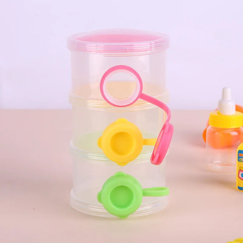Baby Side Open Milk Powder Box Portable Outgoing Three Layer Split Pack Milk Powder Grid Moisture Proof and Dry Storage Box