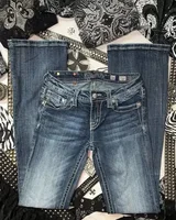 Y2k Streetwear Slim Fit Jeans Femmes Gothique Punk Poche Croix Brodé Clouté Jeans À La Mode À La Mode Décontracté Pantalon Taille Basse 4