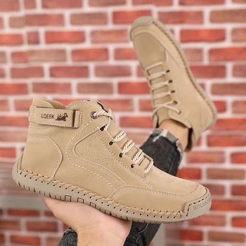 أحذية للرجال الربيع/الخريف اليدوية الجلود حذاء كاجوال موضة لينة السببية المشي أحذية رياضية تنفس المرأة حذاء من الجلد 6