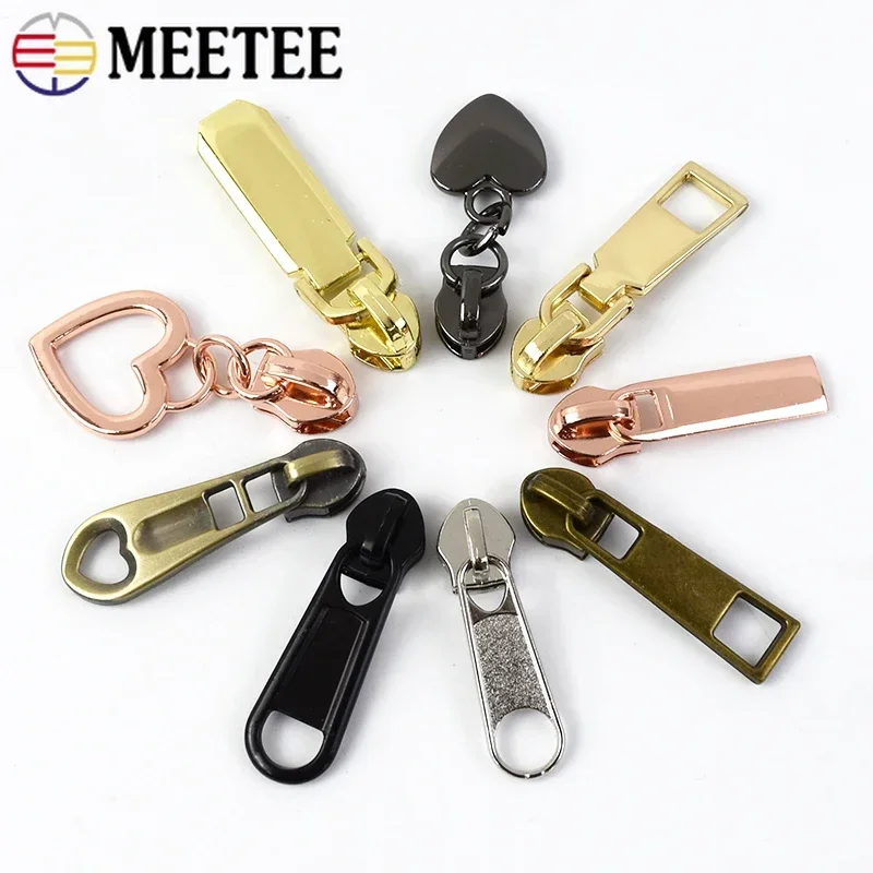 10Pcs Zipper Slider Pulls For 5# Nylon Zippers Tapes Bag Pocket Zips Heads Repair Kits DIY Replacement Sewing Accessories