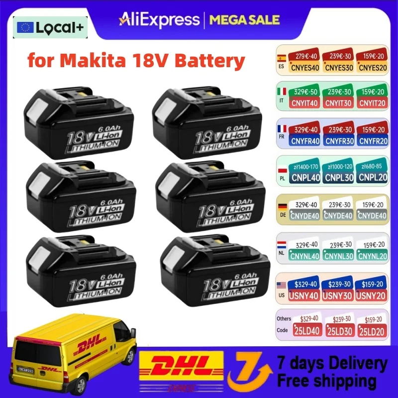 2 Pack Makita 18V 6.0Ah LXT Lithium-Ion BL1830 BL1850 BL1860 tool Battery