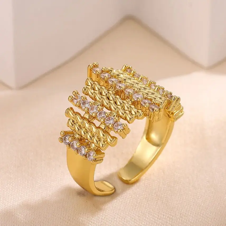 Zircon Geometric Woven Rings for Women