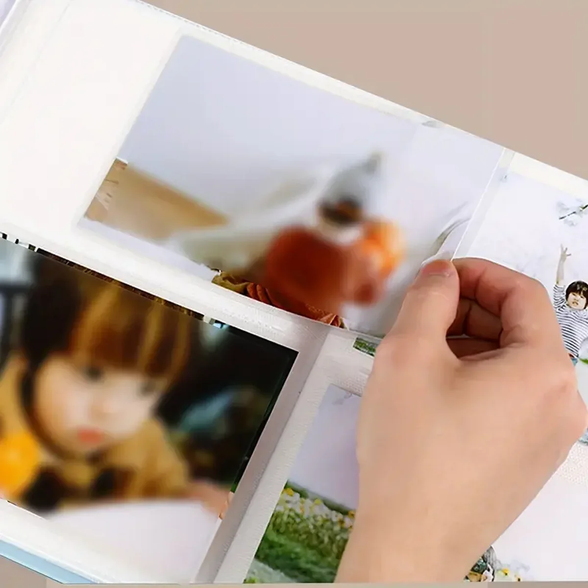 빈티지 사진 앨범 1페이지 2칸짜리, 6인치 사진 100장 수납 가능, 클립 아트가 있는 고급 메모리 보관함