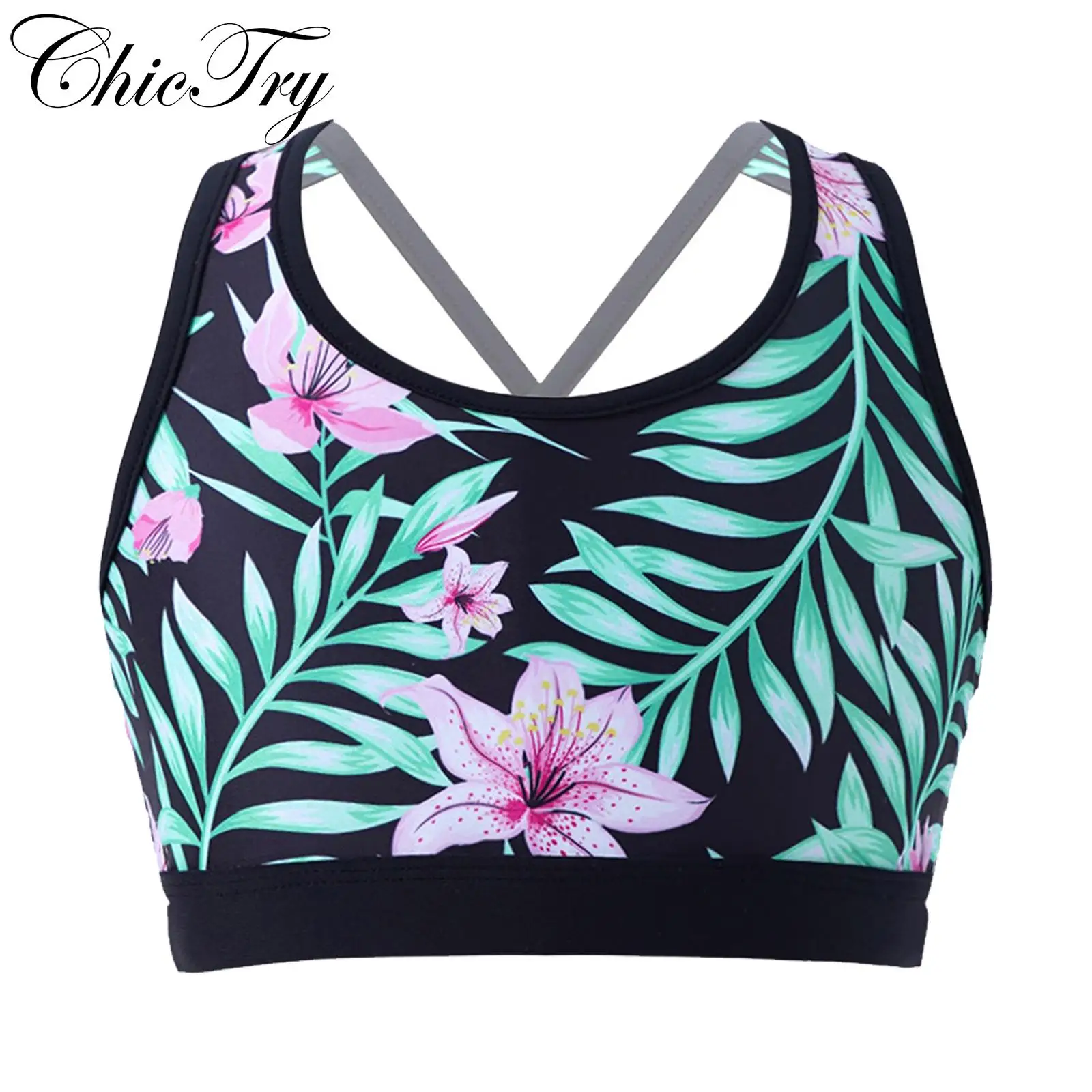 

Summer Girls Tank Tops Kids Underwear U Neck Strappy Back Crop Tops Teenager Child Camisole Singlets Undershirt Beach Swimsuit