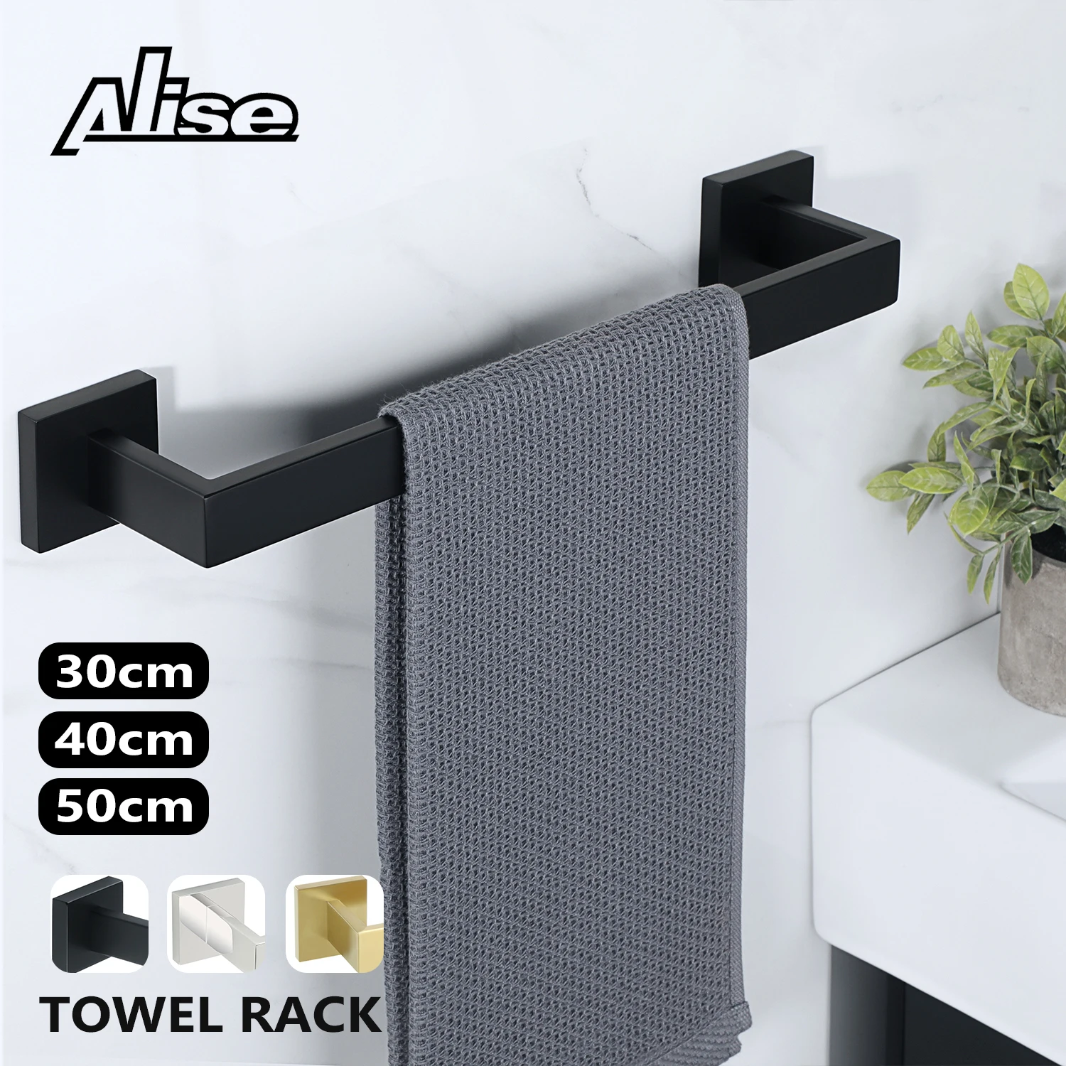 

30/40/50cm Towel Rack Towel Hanger Bath Towel Holder Wall Hanging Towel 304 Stainless Steel Bathroom Shelf Storage Rack