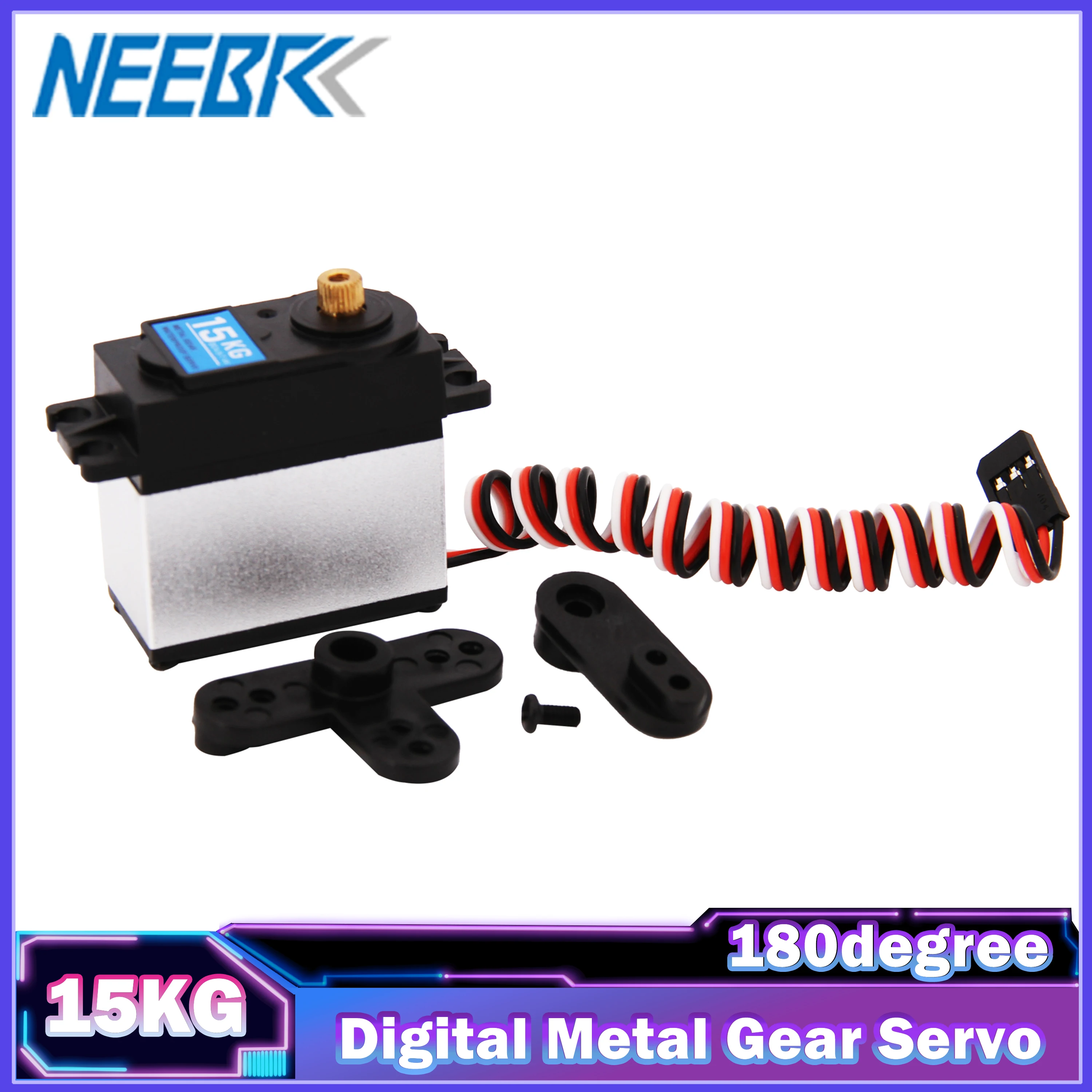 

15KG Digital Servo 180degree Metal Gear for 1/10 RC Model Car Boat Airplane Wltoys Scx10 Mn99s 12428 124018 TRX4 Yk4082 Toy Part