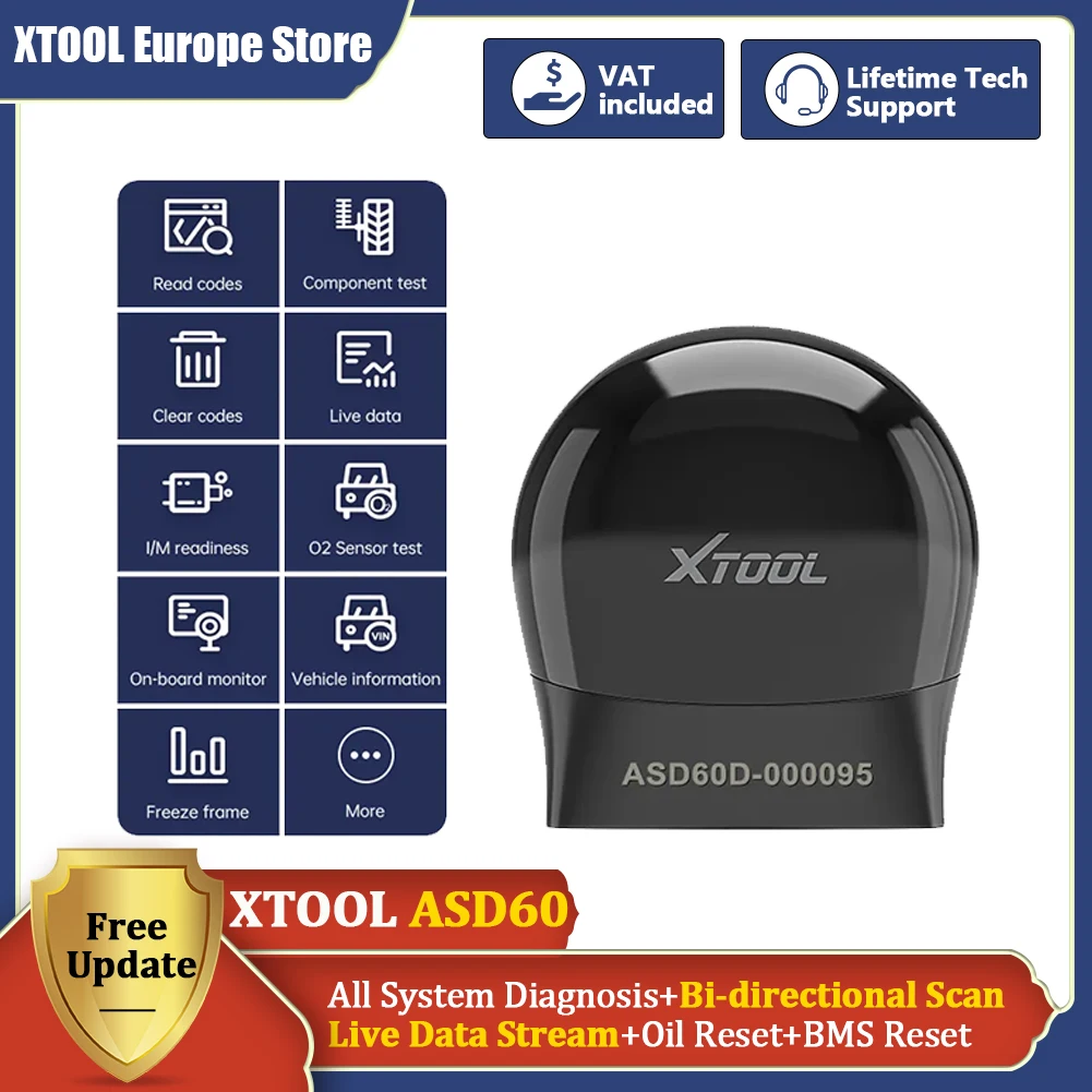 Xtool Asd60 Obd2 Scanner Per Vw Bluetooth Sistemi Bidirezionali Diagnostica Per Benz Oil Reset Epb Bms Scan Tool Aggiornamento Gratuito