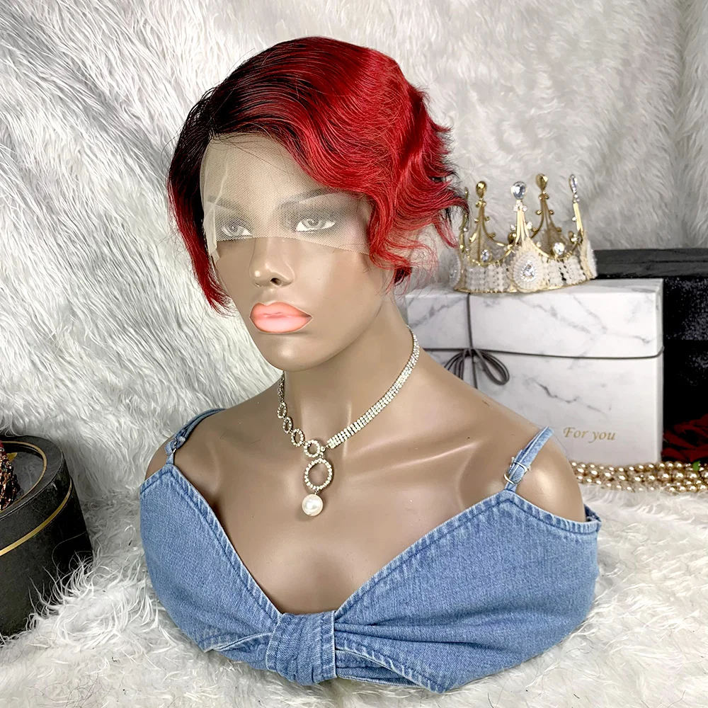 

Short Finger Wave Wig Lace Front Pixie Cut Wig Curly Human Hair Remy Brazilian Natural Glueless Wave Wigs for Women Human Hair