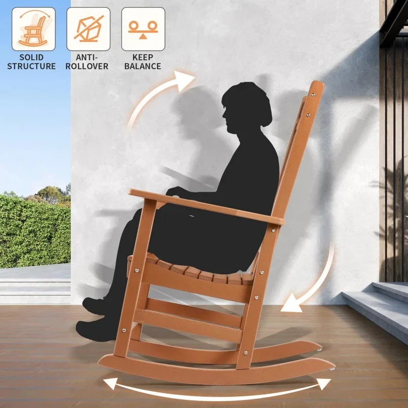 Patio Rocking Chairs Set of 4,Poly Lumber Rocker,All Weather Outdoor,High Back Porch ,Cracker Barrel