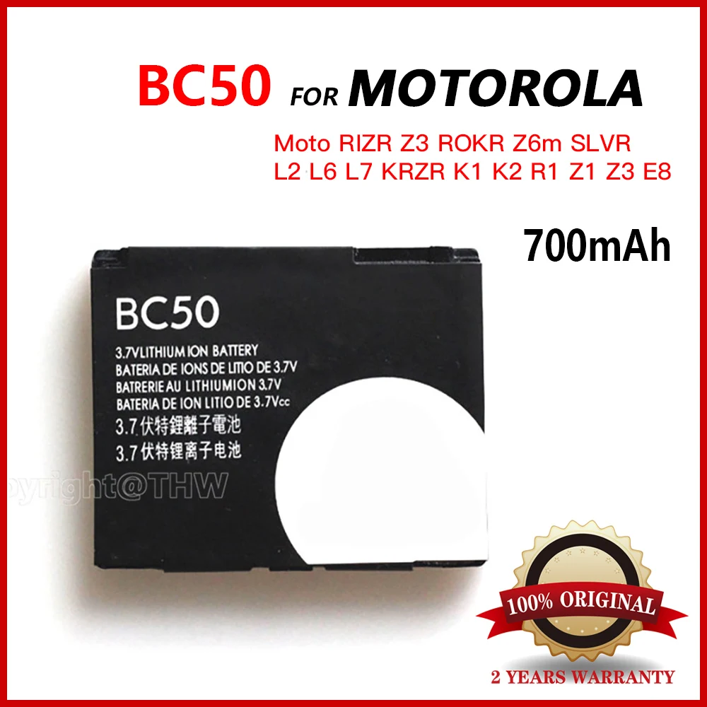Bc50 Batteria Di Ricambio 700Mah Per Motorola Moto Rizr Z3 Rokr Z6M Slvr L2 L6 L7 Krzr K1 K2 R1 Z1 Z3 E8 Batterie Per Cellulari
