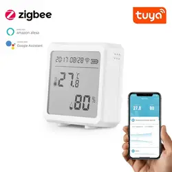 Aubess – capteur de température et d'humidité TUYA Zigbee, batterie d'alimentation avec écran LCD, fonctionne avec Alexa Google Home Assistant 