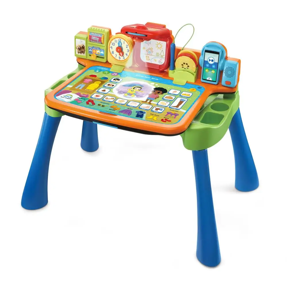5-in-1 Learning Desk Educational Interactive Toy Kids Play Activity Station Touch and Learn Writing Projector Chalkboard Music 3