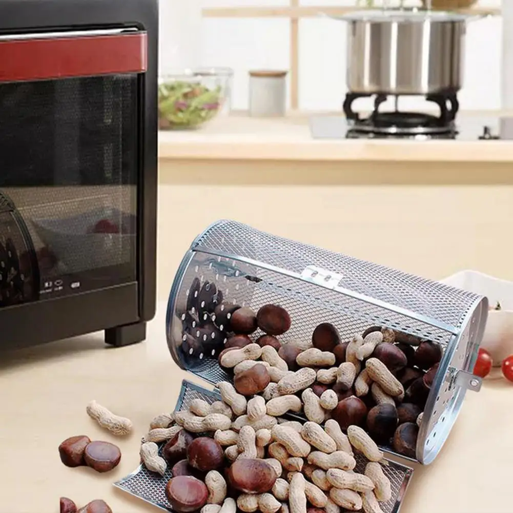 Roasting Chestnuts One-piece Design Rotisserie Grill Baking Cage Oven Basket Wire Rotisserie Basket Grill Roaster Drum Kitchen