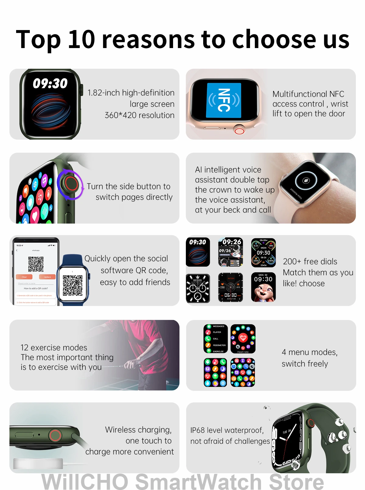 2022 S7 Smart Watch Iwo 14 Pro Nfc Voice Assistant Bluetooth Dial Answer Call Watch for Men Smart Watch Women Series 7 Pk W37Pro
