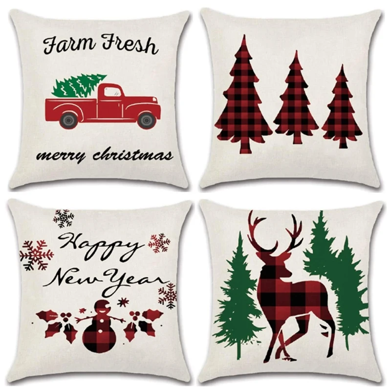 

Christmas Pillow Covers 18 X 18, Christmas Tree Decorative Outdoor Holiday Christmas Throw Pillow Covers