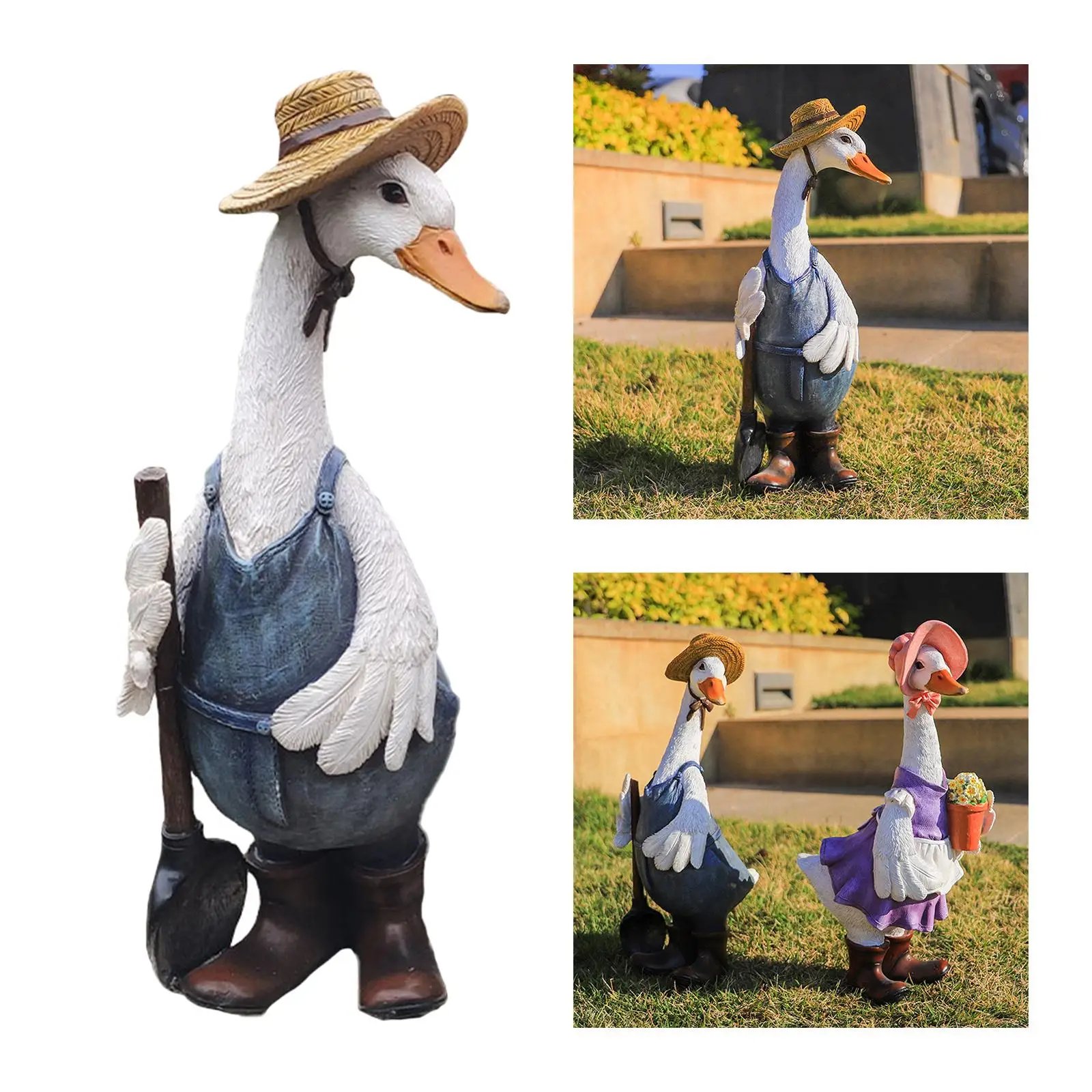 Resin Duck Garden Statue Sculpture Figurine Ornament Courtyard Decorative