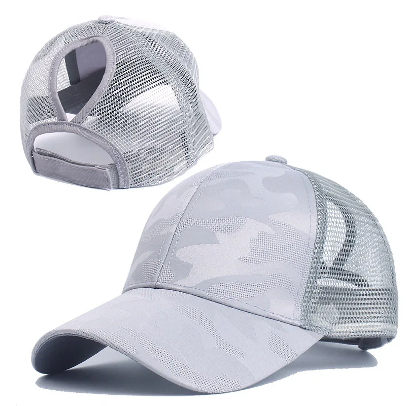2024 New Summer Camouflage Mesh Trucker Hat Snapback Cap Chapeau Femme Fashion Messy Hair Bun Ponytail Baseball Caps for Women 5