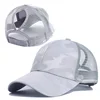 2024 New Summer Camouflage Mesh Trucker Hat Snapback Cap Chapeau Femme Fashion Messy Hair Bun Ponytail Baseball Caps for Women 5