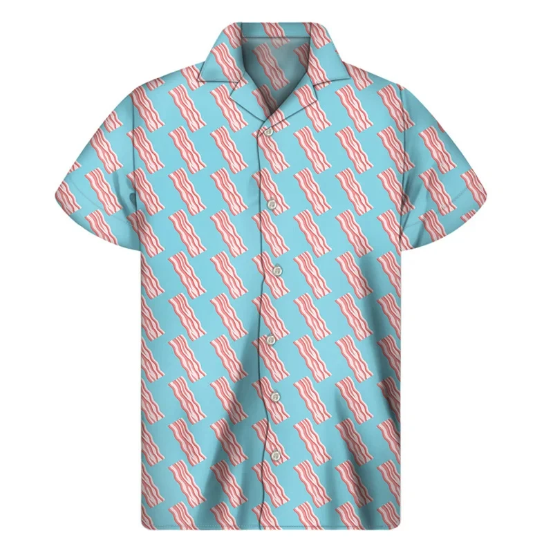 thumbnail image 1 of Camisas de playa hawaianas de verano para hombre, camisa con botones y estampado divertido de carne en 3D para hombre, camiseta informal de manga corta, ropa, 1 of 5