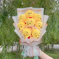 Cartoon Piglet Tigge Eeyore Winnie the Pooh Plush Doll Handmade Flower Bouquet Wedding Valentine's Day Christmas Graduation Gift 1
