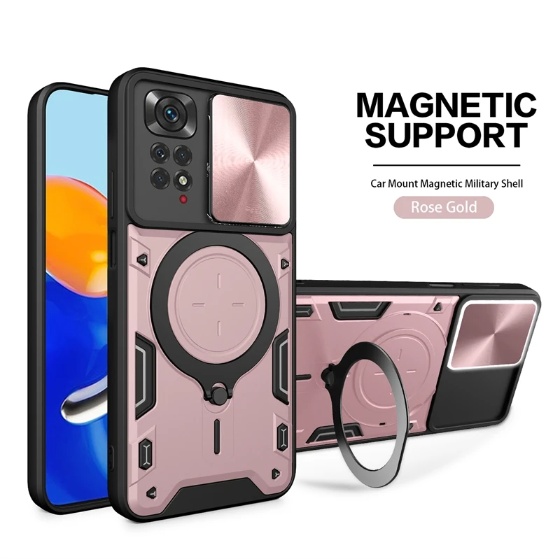 Slide Camera Shockproof Armor Phone Case with Stand Back Cover