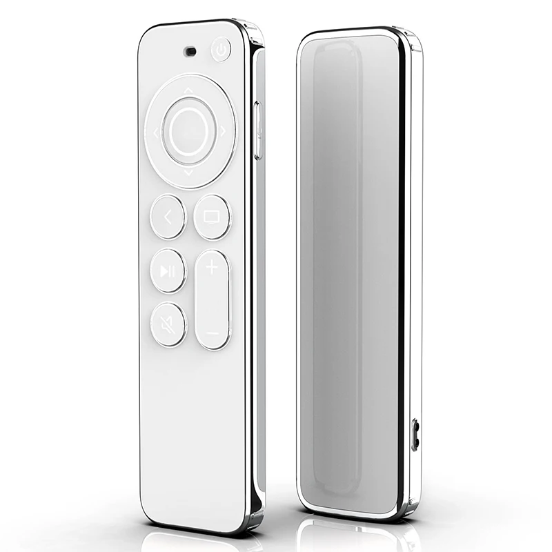 

TPU Silver Edge Case Compatible With Apple TV 4K/HD Remote Control Prevent Scratches Drop Protection Transparent Protective Case